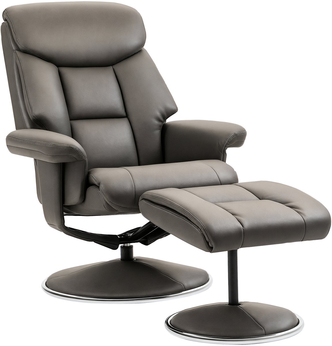 HOMCOM Recliner with Ottoman-Kunstleder, Mehrschichtplatte-81L x 95B x 107H cm-Grau