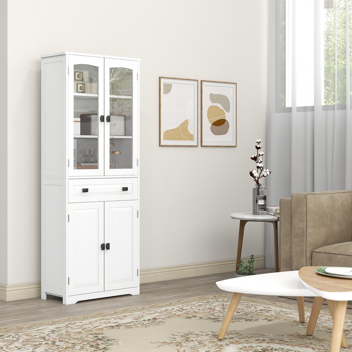 HOMCOM-Keukenpantry-60x30x160cm-Bois-Blanc