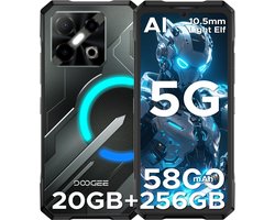 DOOGEE Blade GT Play Telephone Portable Incassable 5G Smartphone Effet de Lumière LED 6,72"+ 120Hz Dimensity D7050 20Go+256Go,Zwart