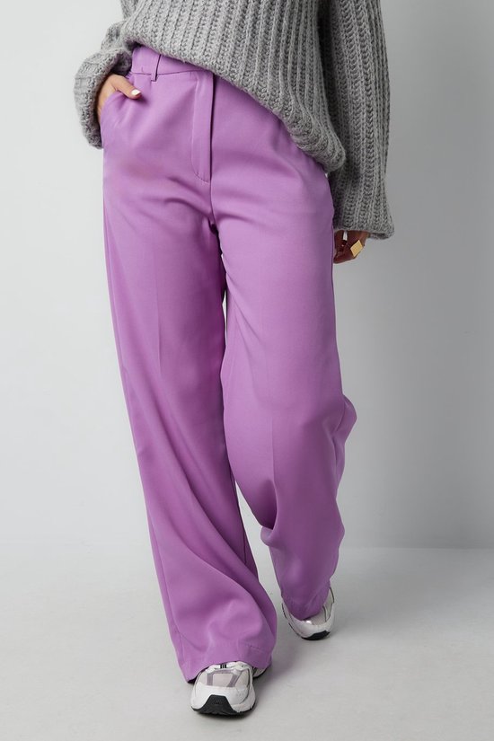 Yehwang - Gimme - broek - comfort - dames - chino - flair - licht paars - lila - Maat: L