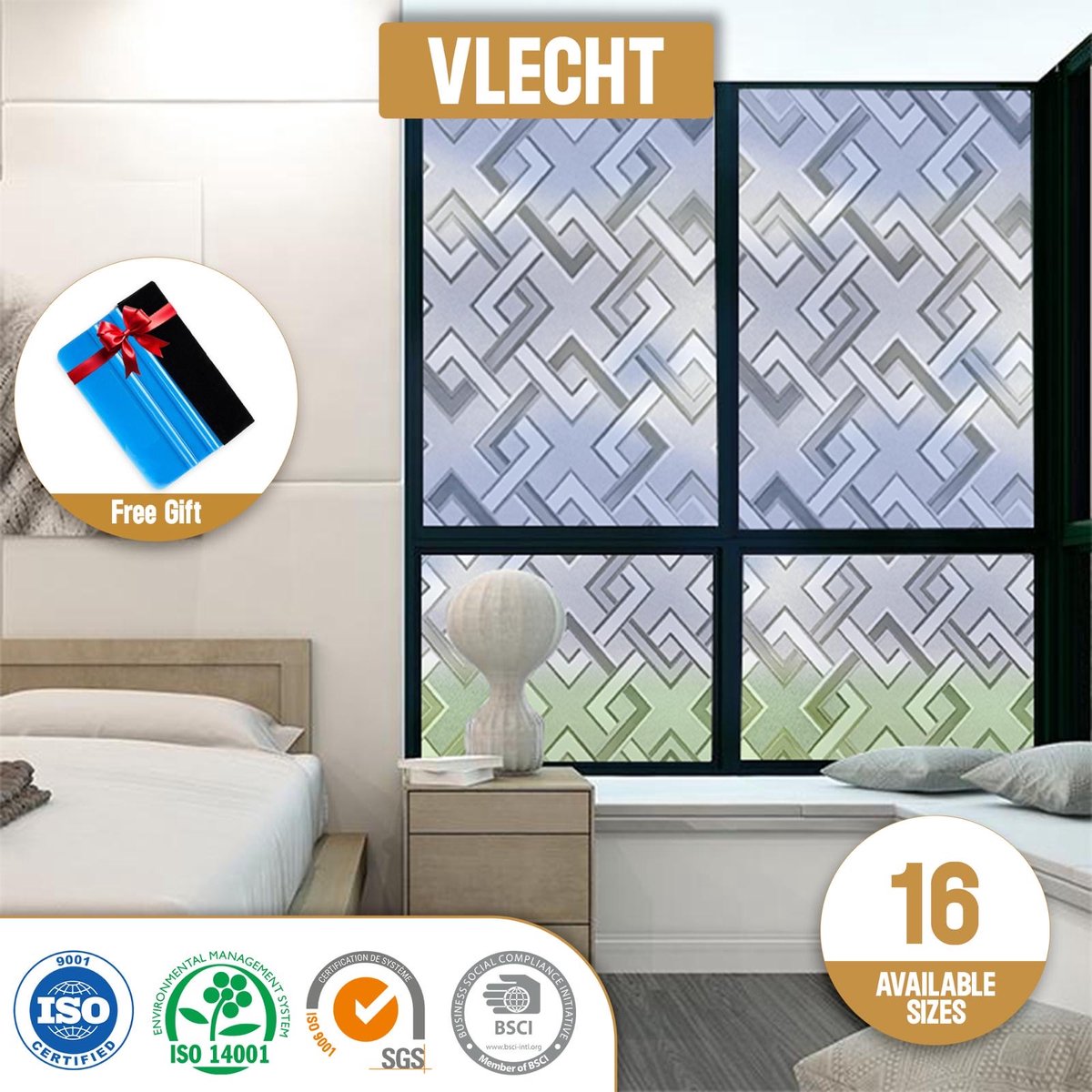 ZIA’S & CO-Raamfolie HR++45x300cm-Zonwerend & Isolerend-Anti inkijk-Statisch-Vlecht-Inclusief Rakel