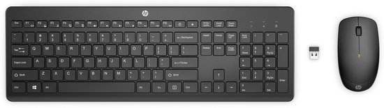 HP 230 draadloze muis- en toetsenbordcombo, desktopset Zwart, EU lay-out (QWERTY), Membraan