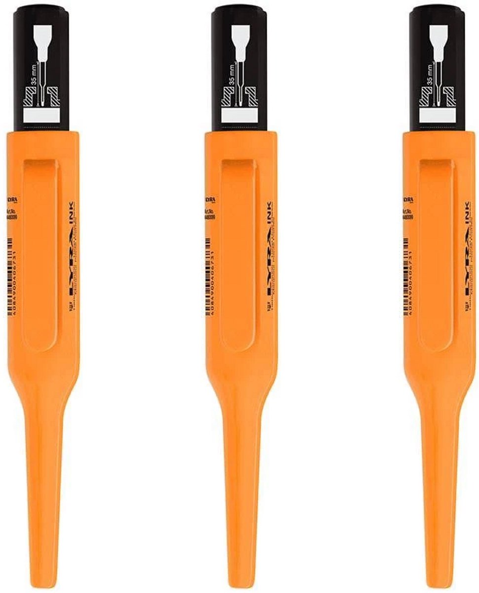 Lyra Merkstift - Voor Diepe Gaten - Zwart - 3 Stuks - Met Houder