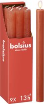 Bolsius - Rustieke Dinerkaarsen - Oranje - 9 stuks - 13 branduren - 27 cm - Halloween