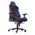 Blauwe Superman gaming stoel met rode en gele bies, Superman logo op de rugleuning en verstelbare armleuningen.