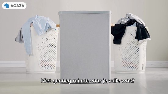 Panier à linge ACAZA avec couvercle - 2 compartiments - 170 L - 56 x 40 x 75 cm - Beige