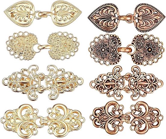 Pince à foulard Vintage - 8 pièces - Pince à broche - Pince à gilet - Fermeture à gilet - Boucle fixe antidérapante - Pince avec crochet - Broche - Collier - Chemisier - Veste tricotée - Robes - Manteau