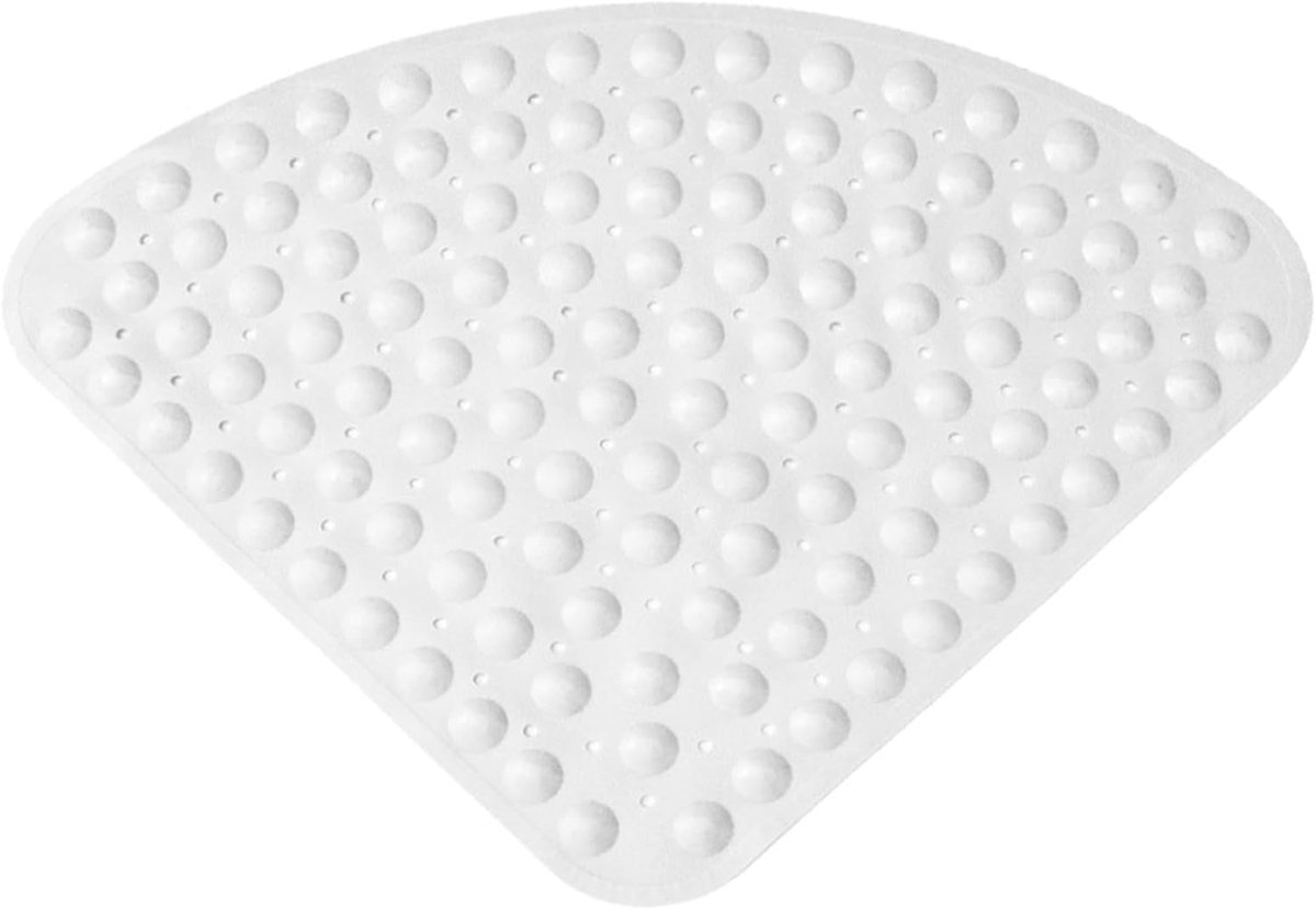Waaiervormige Hoekdouchemat - Zuignap Badkamer Antislipmat - Antislip Douchemat Van PVC - Dik - Perfect Voor Ouderen En Kinderen - Wit - 54 x 54 cm