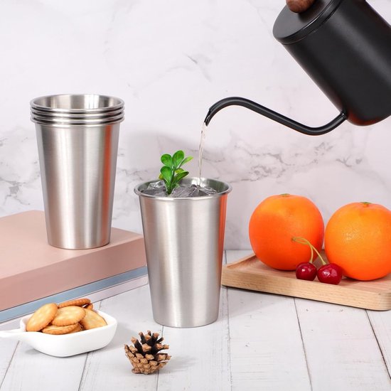 RVS Beker - RVS Bekers - RVS Mokken - RVS Mok - Stapelbaar - Alternatief voor Wegwerp - Sterk & Duurzaam - 350 ml - Set 5 Stuks — afbeelding 3