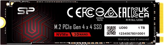 Silicon Power 1TB UD90 SSD NVMe 4.0 Gen4 PCIe M.2 Soilid State Drive R/W up to 5,000/4,800 MB/s SP01KGBP44UD9005 van Merkloos — afbeelding 4