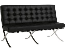 Barcelona Chair - 2 Zits - Zwart - Leer - Fauteuil - Stoel - Loungestoel