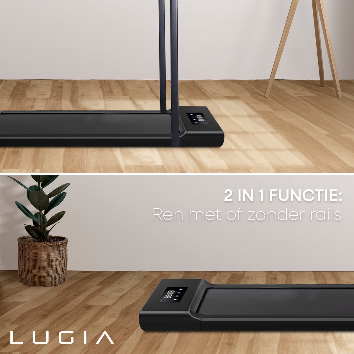 Afbeelding 3 van Lugia Fit Plus Loopband - 1-10km/u - Inklapbaar - Wandelband - Led Display en Afstandsbediening - Walking Pad - Treadmill - Opvouwbare Loopband