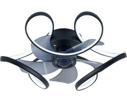 Bovista Plafondventilator - Met Verlichting - Plafond Ventilator - Met Lamp - Plafonniere Met Ventilator - Met Licht - Zwart - 50cm