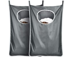 Duurzame hangende wasmand met ruimtebesparende roestvrijstalen haak en rits achter de deur voor badkamer, kinderkamer, reizen, studentenhuis, 2-pack (extra groot - donkergrijs)