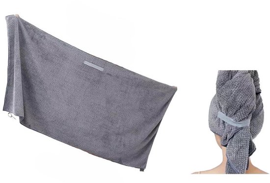 Haarhanddoek - Microvezel Handdoek voor Haar - Haar Badhanddoeken - Sneldrogend - Haarhanddoek - Hoofdhanddoek - Sneldrogende - Snel Drogend - Sneldrogende handdoek - Haartulband - Haar handdoek - Grijs