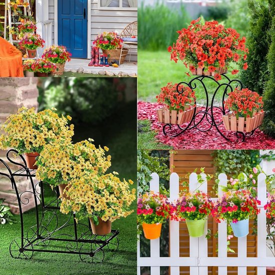 QIANYUN Kunstbloemen Outdoor UV-bestendig Kunstmatige viooltjes Faux Plastic Bloem in Bulk Nep Buitenplanten (Blauw, 8