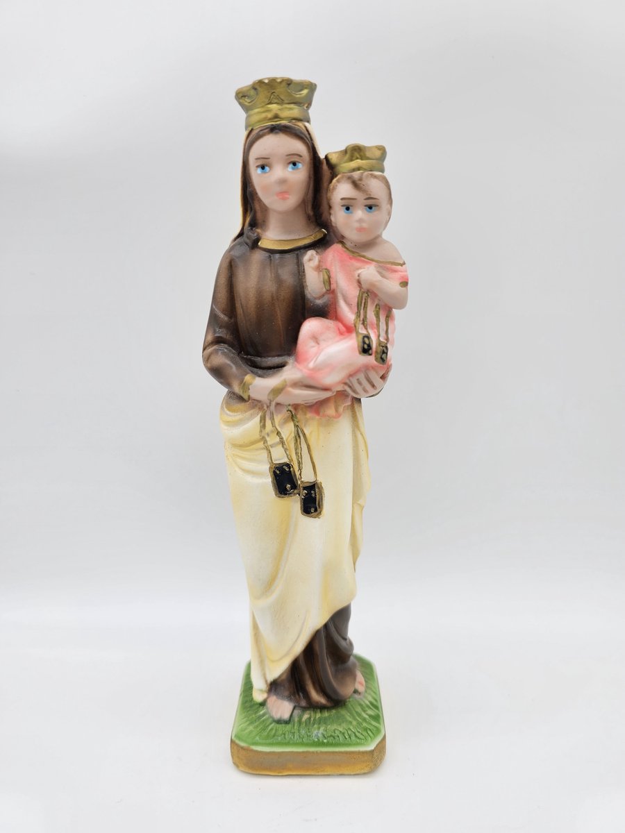 Madonna del Carmine - gips beeld 21 cm - Maria met kind op haar arm - heiligenbeeld