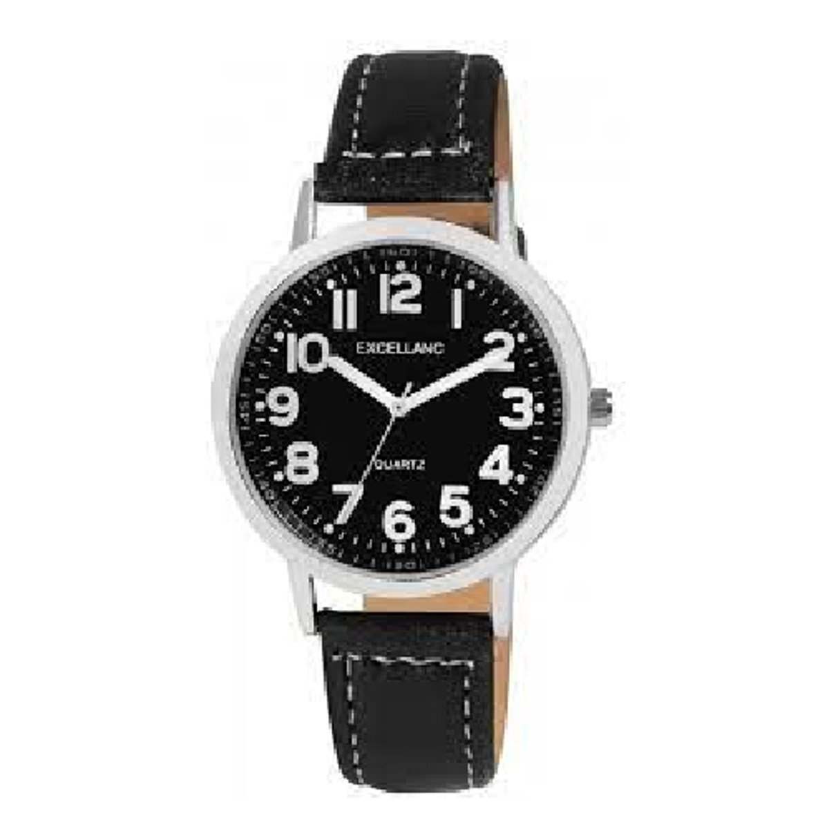 horloge-model 2900283-003-groot model diameter 46 mm-duidelijke wijzerplaat 3 atm waterdicht-zwarte band-zwarte wijzerplaat