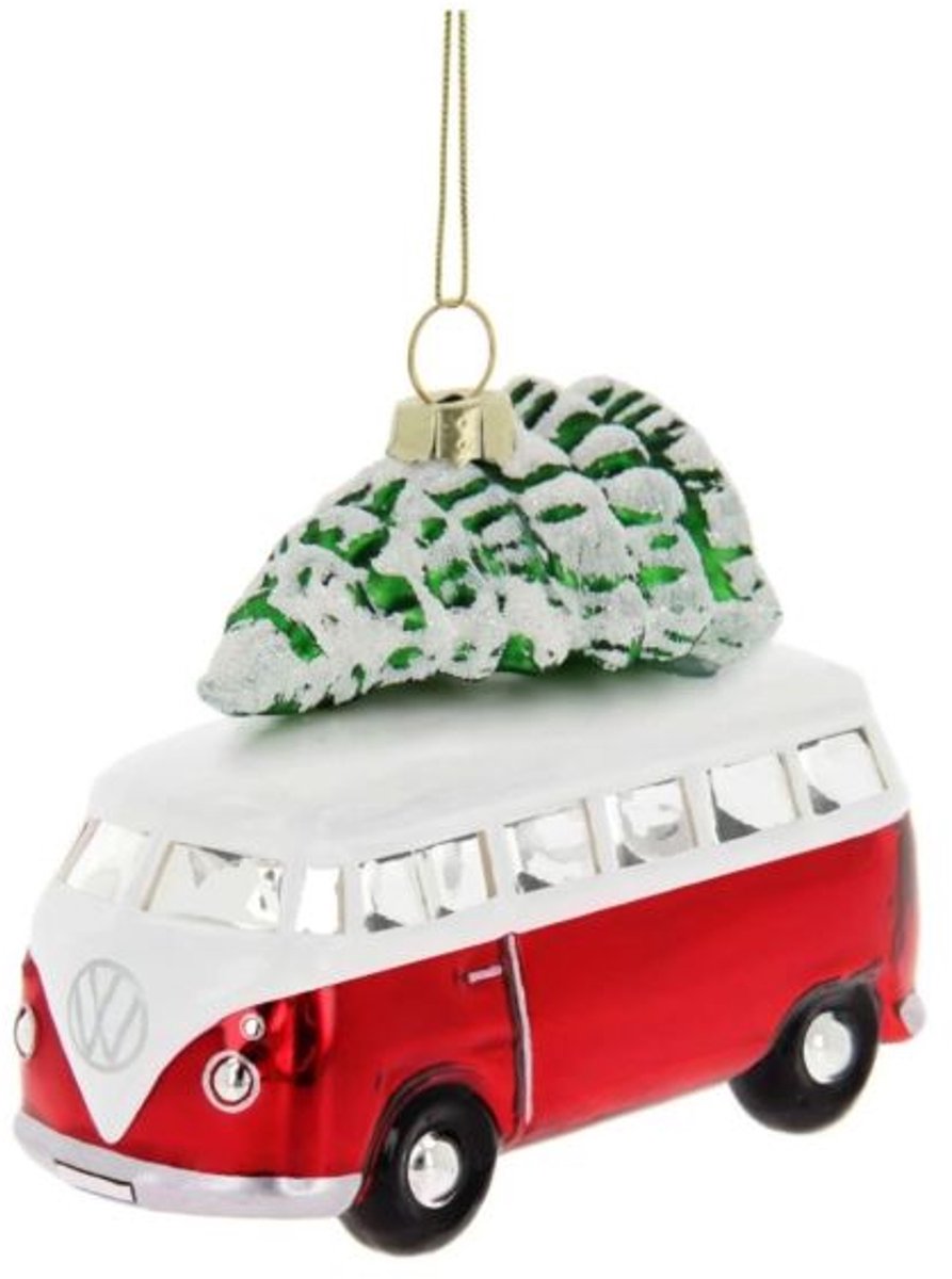 Volkswagen T1 Bus met Boom - Glas Ornament