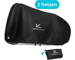 Vento Fresco Housse de vélo étanche pour 2 Vélo - Protection vélo électrique XXL - Universelle et stylée Zwart avec sac de rangement - 200x110x85 cm -
