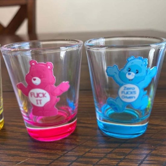 Swear Bears Shot Glasses, Set of 6 Creative Shot Glasses, Funny Colourful Shot Glasses, 50 ml Shot Glass with Heavy Base for Vodka, Liqueurs, Tequila and More