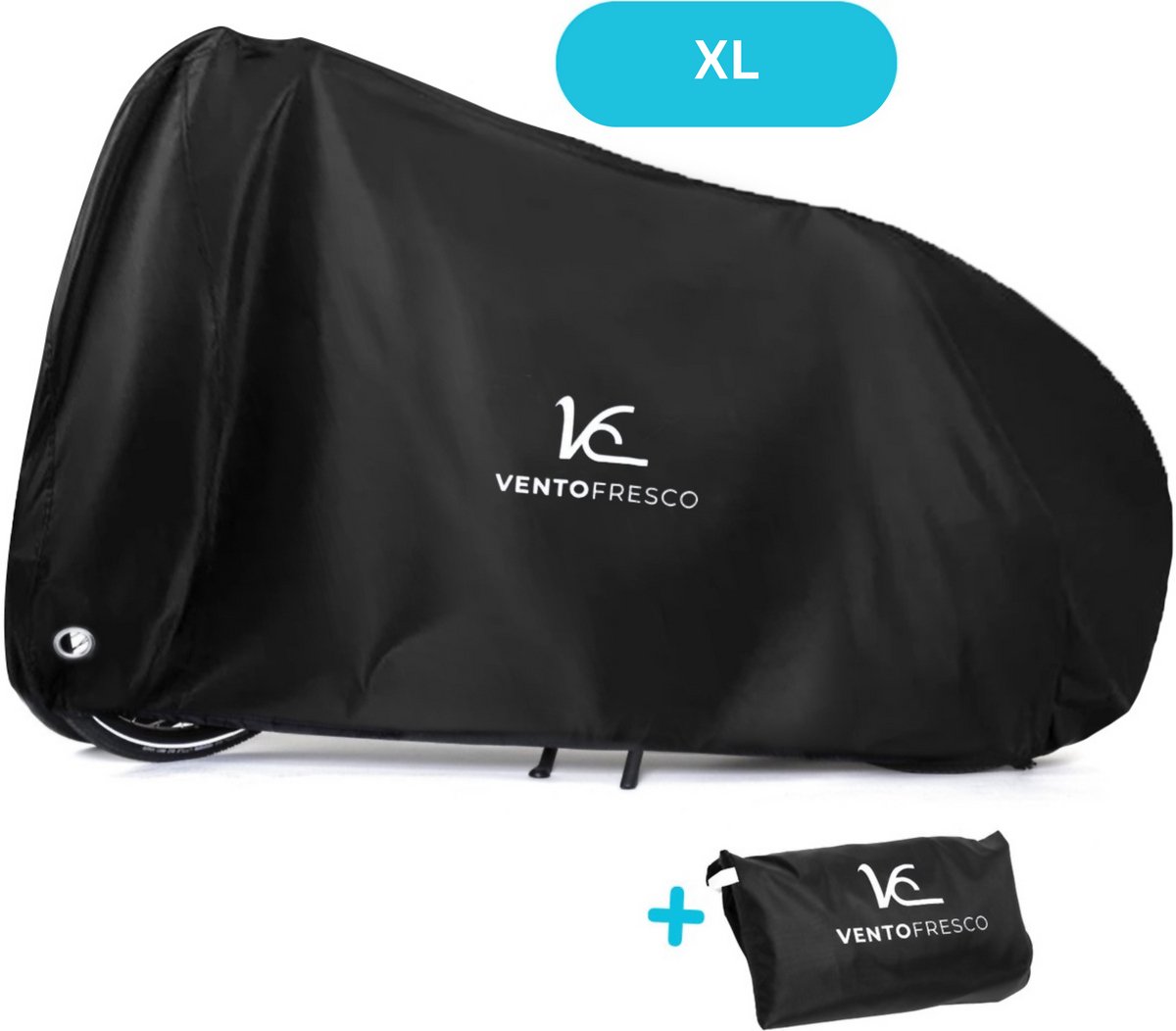 Vento Fresco Waterdichte Fietshoes Voor 1 Fiets Met Opbergzak - Bescherming Fiets XL - Universeel En Stijlvol Zwart - 200x110x70 cm
