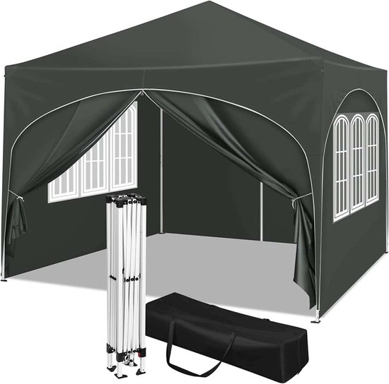 Outsunny Strandparasol met Ventilatieopeningen, Verstelbare Helling, UV50 1,80, Grijs