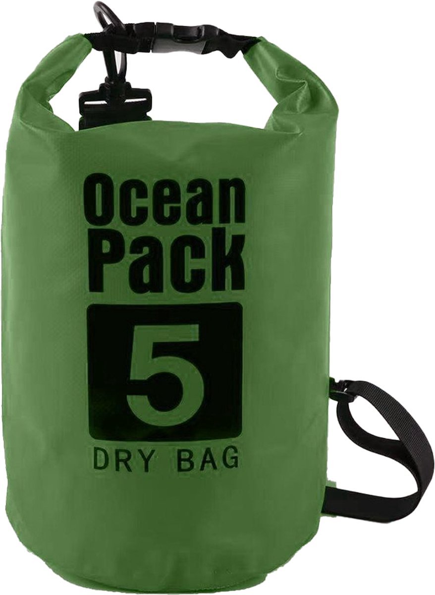 Waterdichte Tas - Dry bag - 5L - Groen - Ocean Pack - Dry Sack - Survival Outdoor Rugzak - Drybags - Boottas - Zeiltas