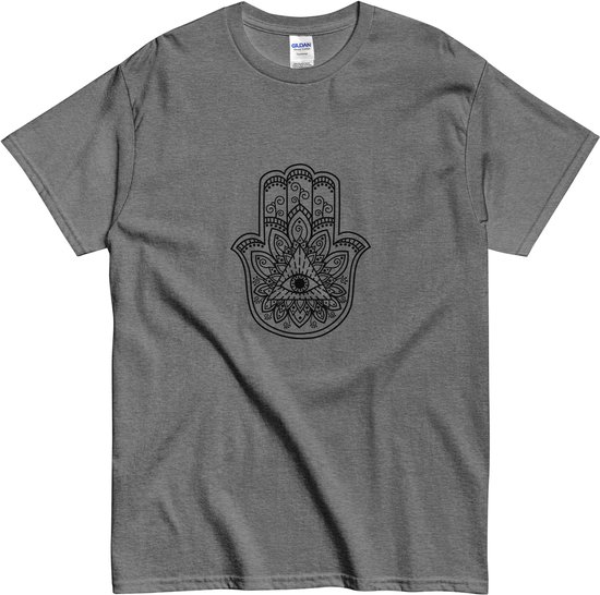 Beschermend Hamsa T-shirt - Minimalistisch Design - voor Vrouwen en Mannen - Grijs - L