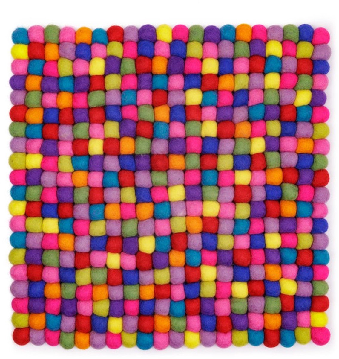 Vilten onderzetter - stoelkussen - vloerkleedje - vierkant multicolour 40x40x2 cm