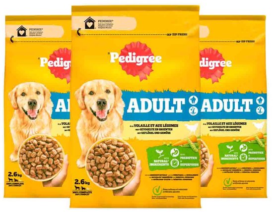 Pedigree Adult Hondenbrokken Kip - 3 x 2,6 kg - Voordeelverpakking