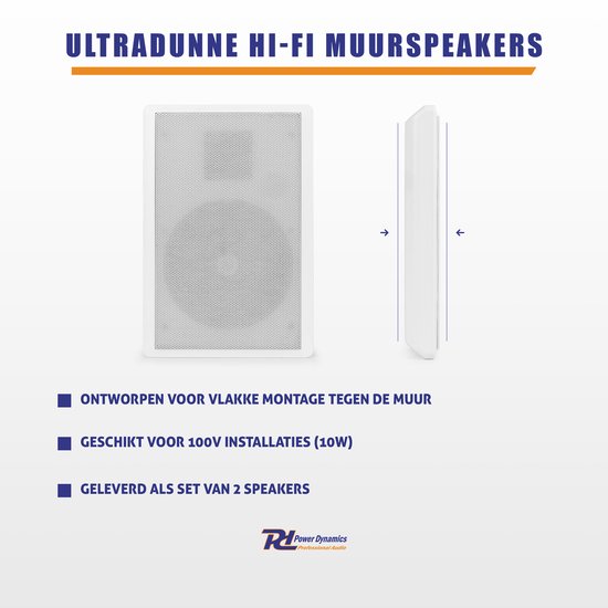 Power Dynamics WSF30W Flatpanel speaker set - Platte Hi-Fi muurspeakers - 100V - 5.25 inch - Wit van Merkloos — afbeelding 4