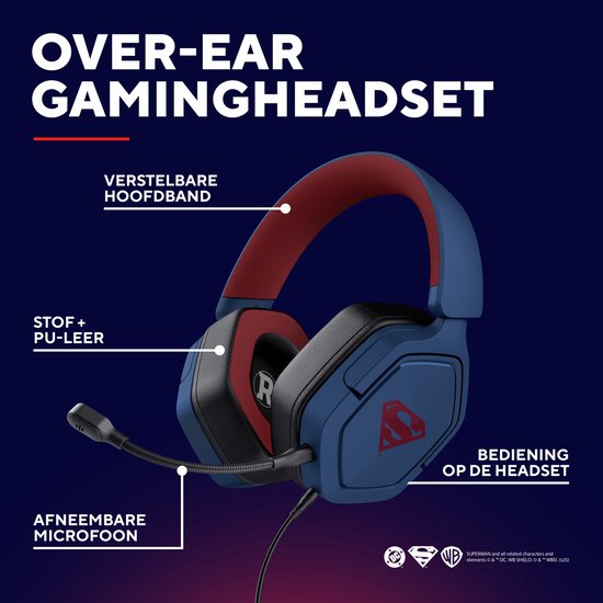 Trust GXT492SM Carus - Casque Gaming - pour PS4/PS5/ Nintendo Switch/ PC - Connexion filaire 3,5 mm - Blauw Superman