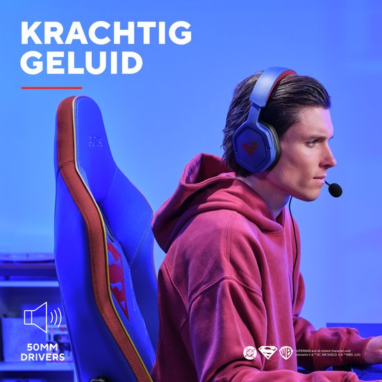Trust GXT492SM Carus - Casque Gaming - pour PS4/PS5/ Nintendo Switch/ PC - Connexion filaire 3,5 mm - Blauw Superman