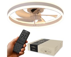 Vultec® – HALOT Plafondventilator met verlichting 50cm – Plafondlamp voor slaapkamer met afstandsbediening – Plafondlamp met ventilator – Dimbaar – Wit