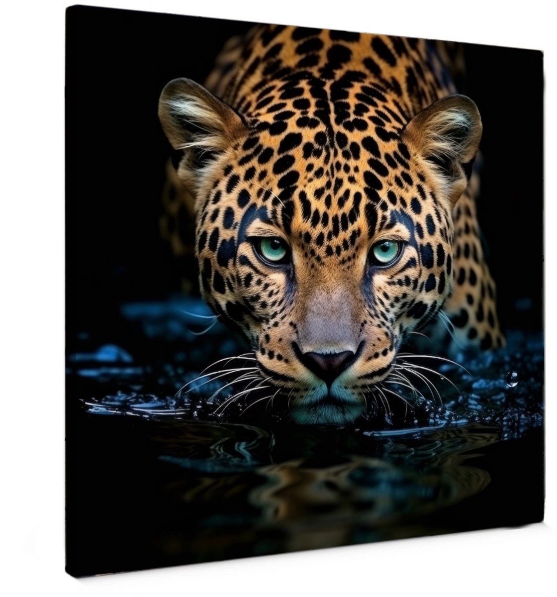 Canvas schilderij - Wispers of the Wild - 50x50 cm - Abstracte kunst - Huis decoratie woonkamer - Luipaard muur schilderijen - Wanddecoratie accessoires - Kamer interieur natuur