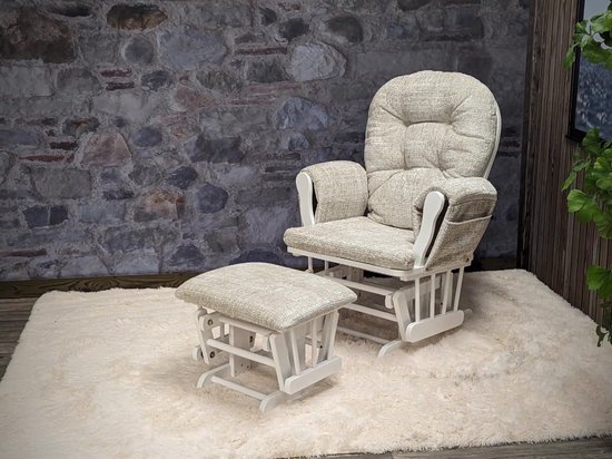 Relaxfauteuil MCW-C76, schommelstoel met hocker stof chenille (465g/m²) Oeko-Tex ~ donkergrijs, frame wit