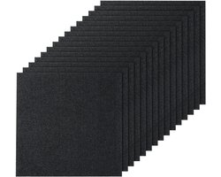 Tapijttegels met Zelfklevende Achterkant – 60 x 60 cm – Zachte Gevoerde Vloerbedekking – Eenvoudige DIY Installatie voor Slaapkamer, Woonkamer, Binnen- en Buitenruimtes – Carbonszwart – 15 Tegels