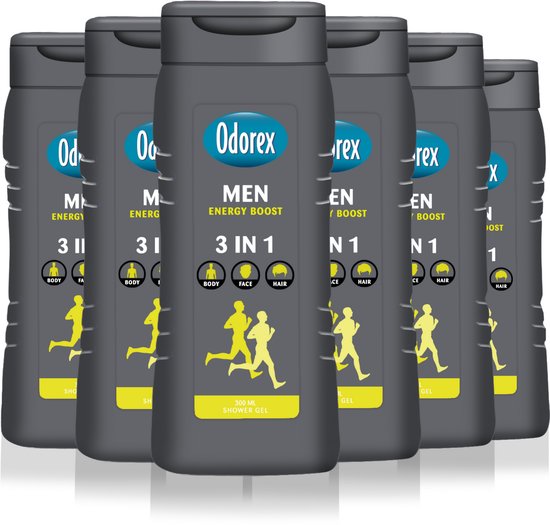 Gel douche Odorex pour homme Energy Boost - 6 x 300 ml - Pack économique