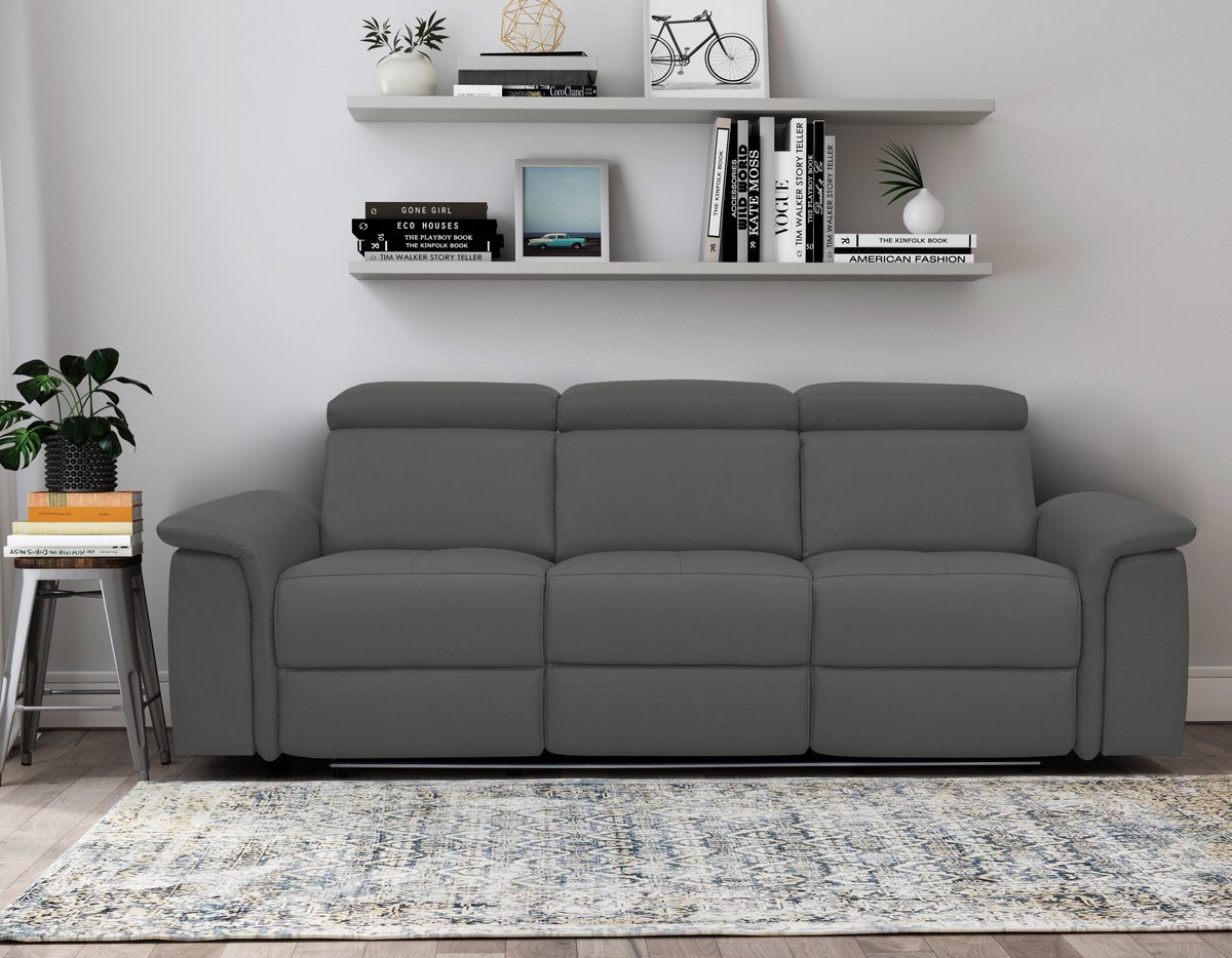 Pareli-Sofa 3-zits - Handmatig - Grijs PU