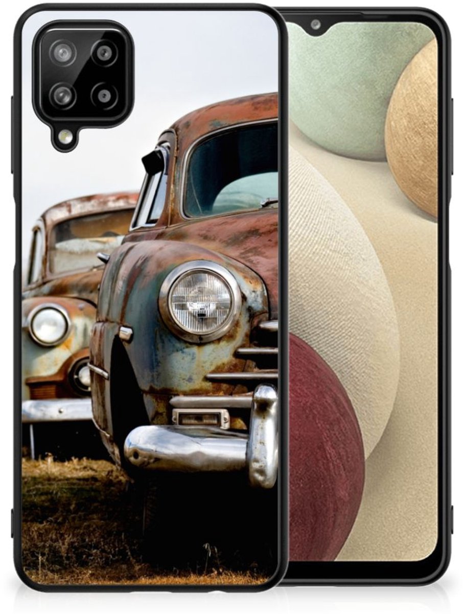 Back Cover voor Samsung Galaxy A12 Silicone Back Case Vintage Auto