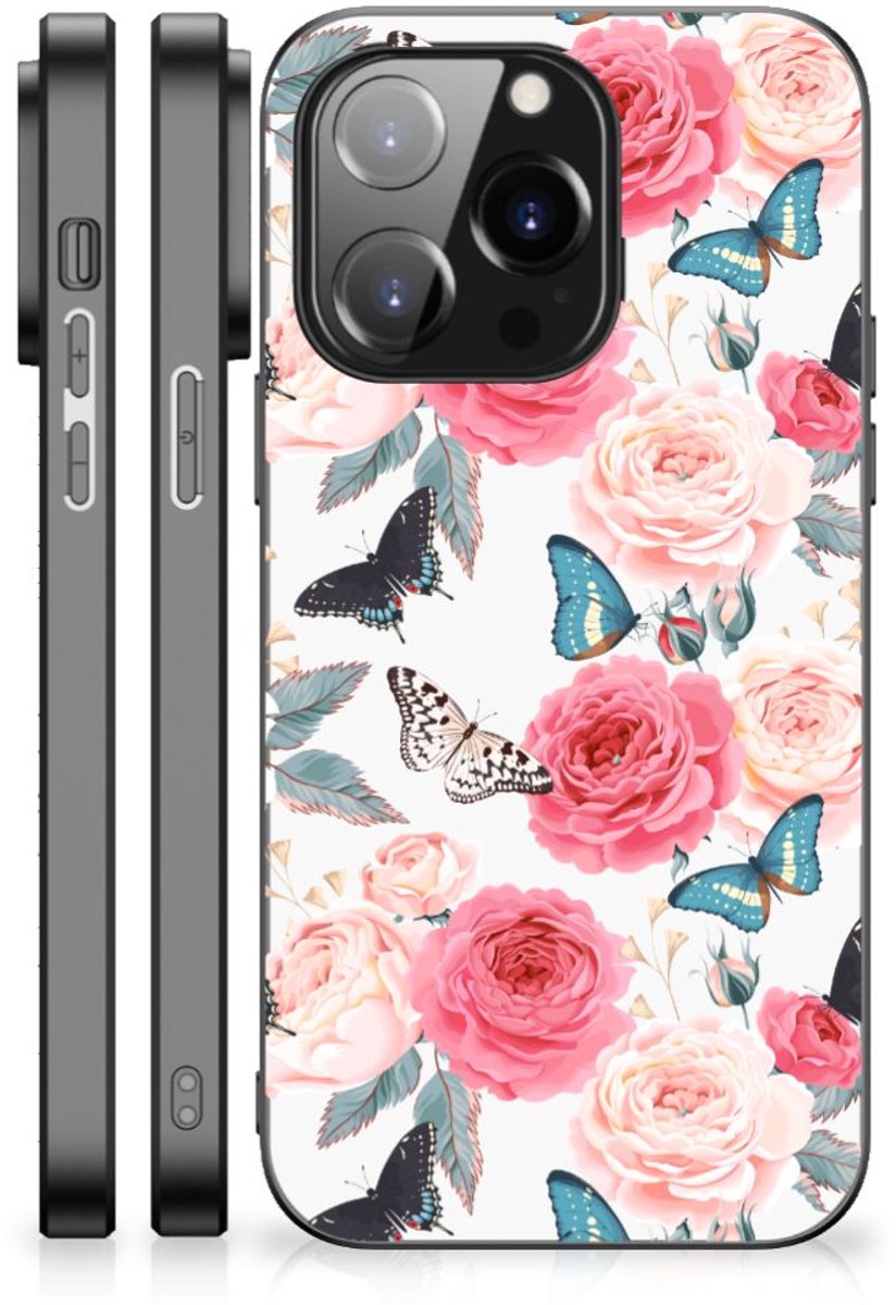 iPhone 14 Pro Bloemen Hoesje Butterfly Roses