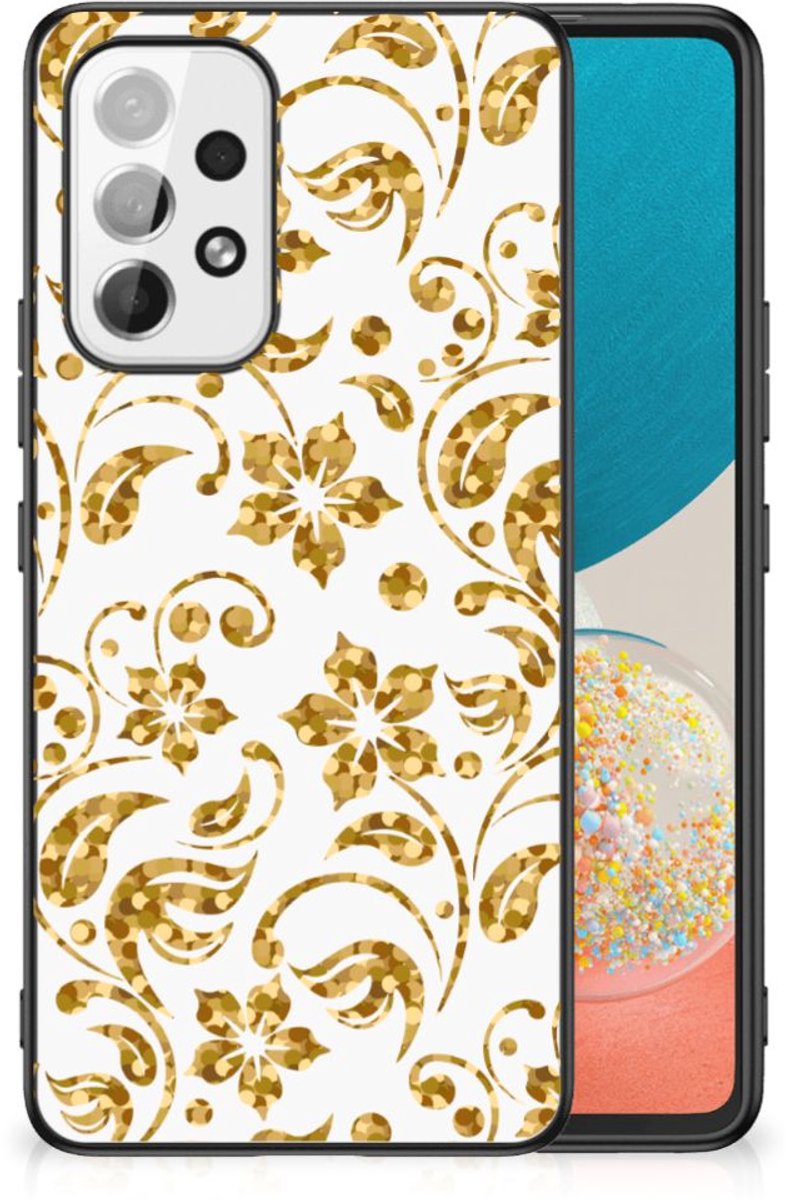 Samsung Galaxy A53 Bloemen Hoesje Gouden Bloemen