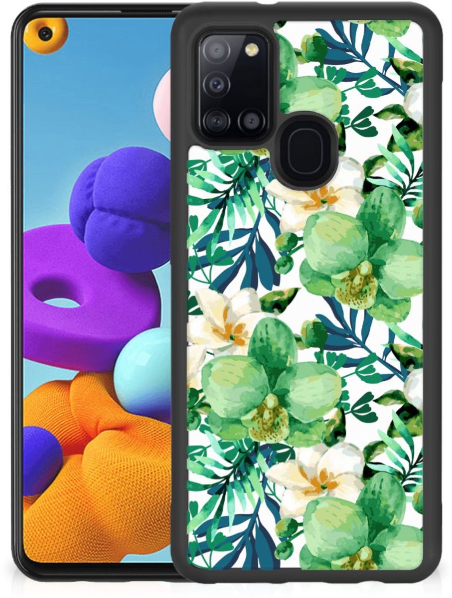 Samsung Galaxy A21s Skin Case Orchidee Groen
