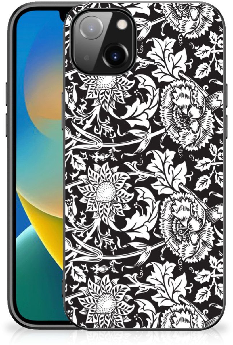 iPhone 14 Plus Bloemen Hoesje Black Flowers