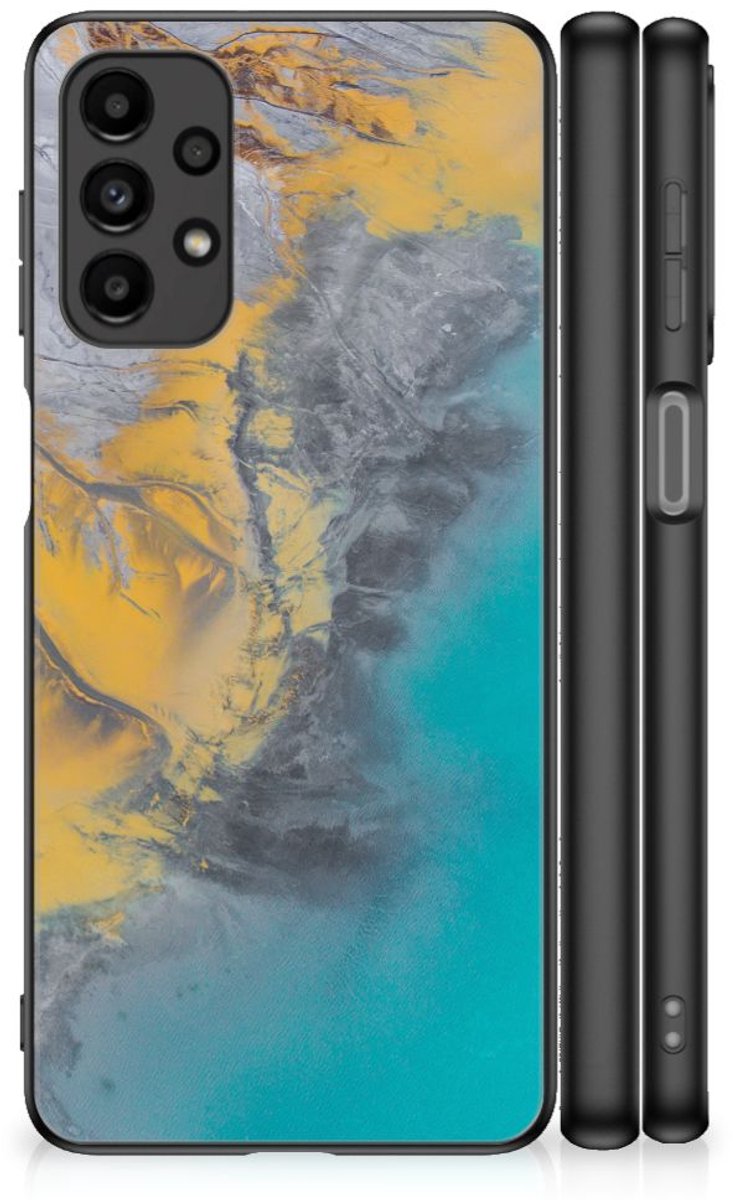Samsung Galaxy A13 4G Marmeren Print Telefoonhoesje Marble Blue Gold