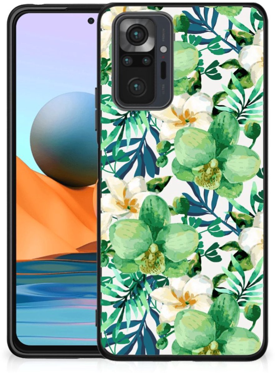 Xiaomi Redmi Note 10 Pro Bloemen Hoesje Orchidee Groen