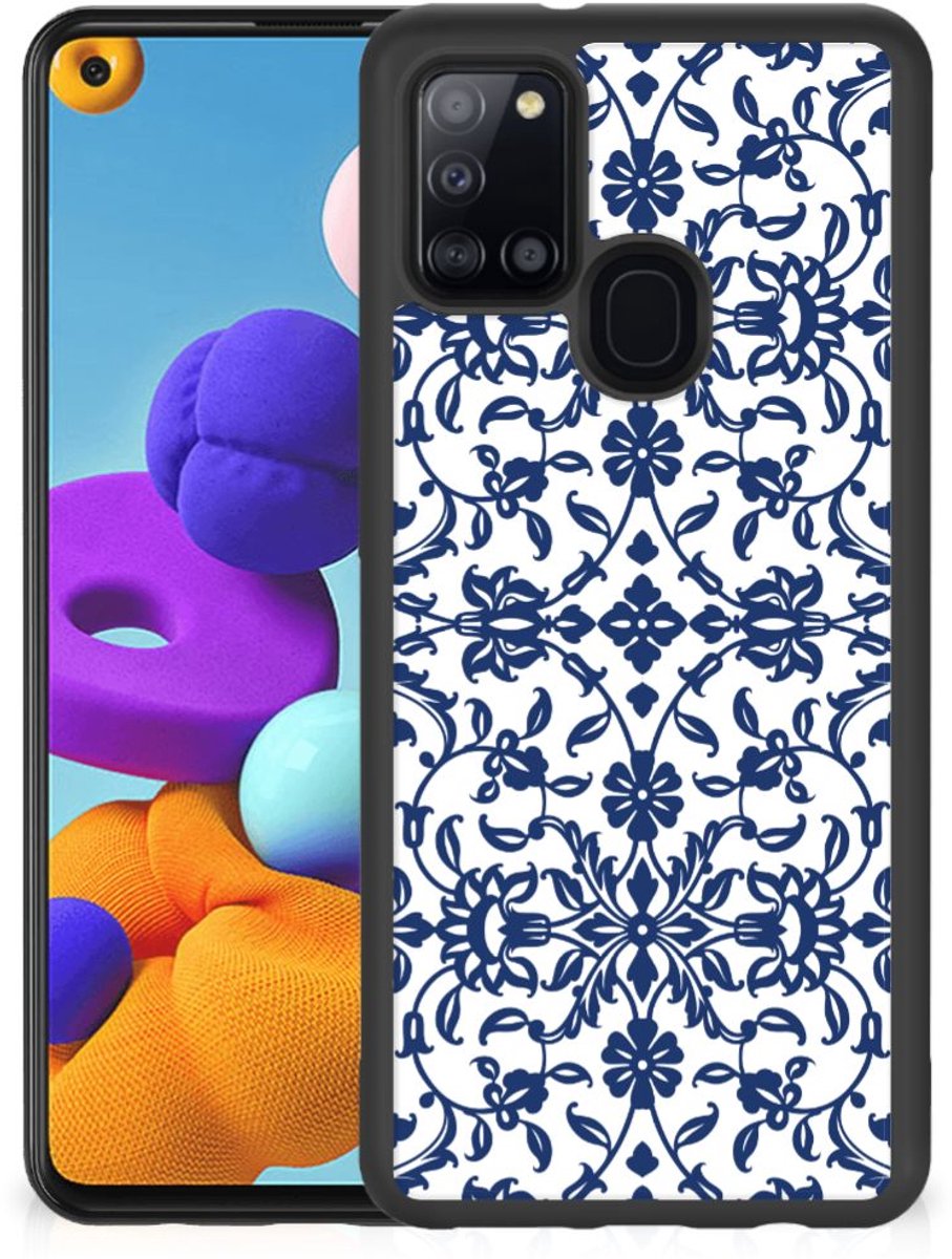 Samsung Galaxy A21s Skin Case Flower Blue