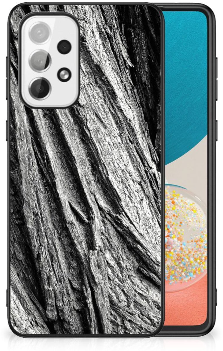 Houten Print Telefoonhoesje Samsung Galaxy A73 Boomschors Grijs