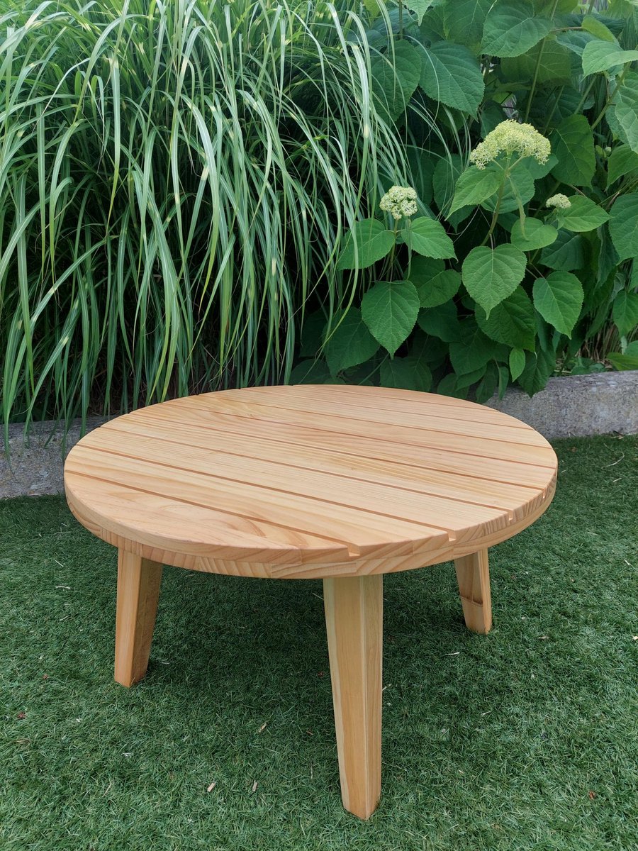 Bijzettafel voor buiten - salontafel - tuintafel - hout - massief grenen - rond - Ø 60cm - voor binnen thumbnail 8